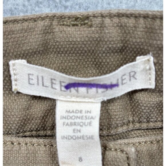 Eileen Fisher Womens Khaki Cropped Pants Size 8 Organic Cotton‎ & Hemp Blend - Picture 2 of 4